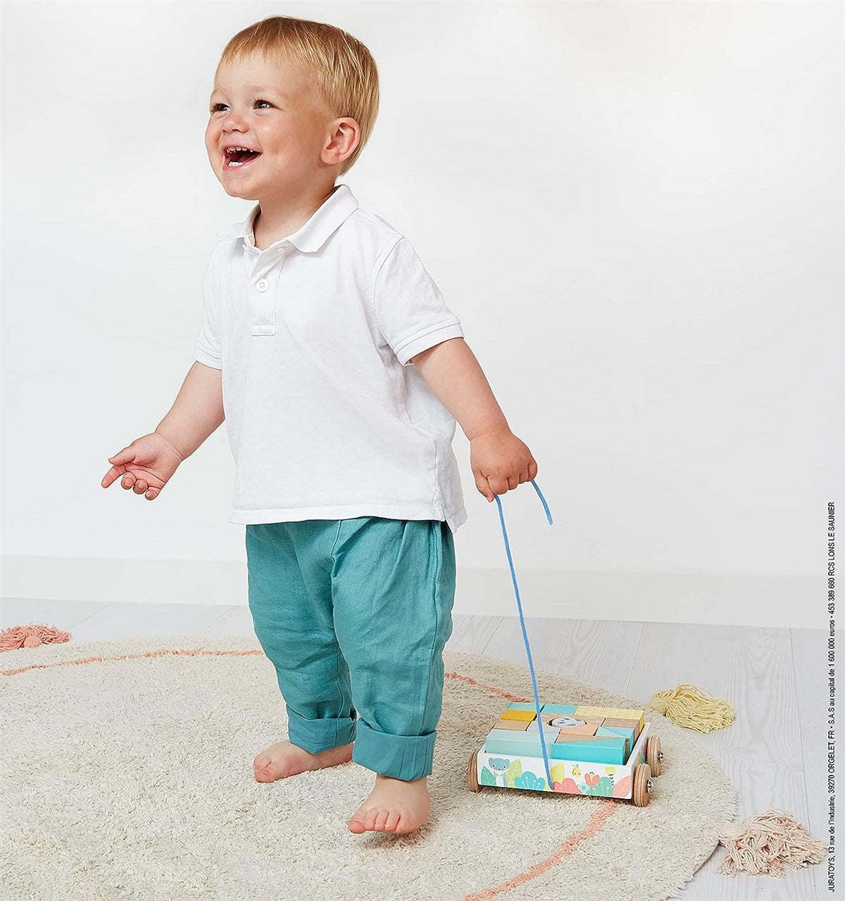 Janod Pure Wooden Pull-Along Blocks Cart