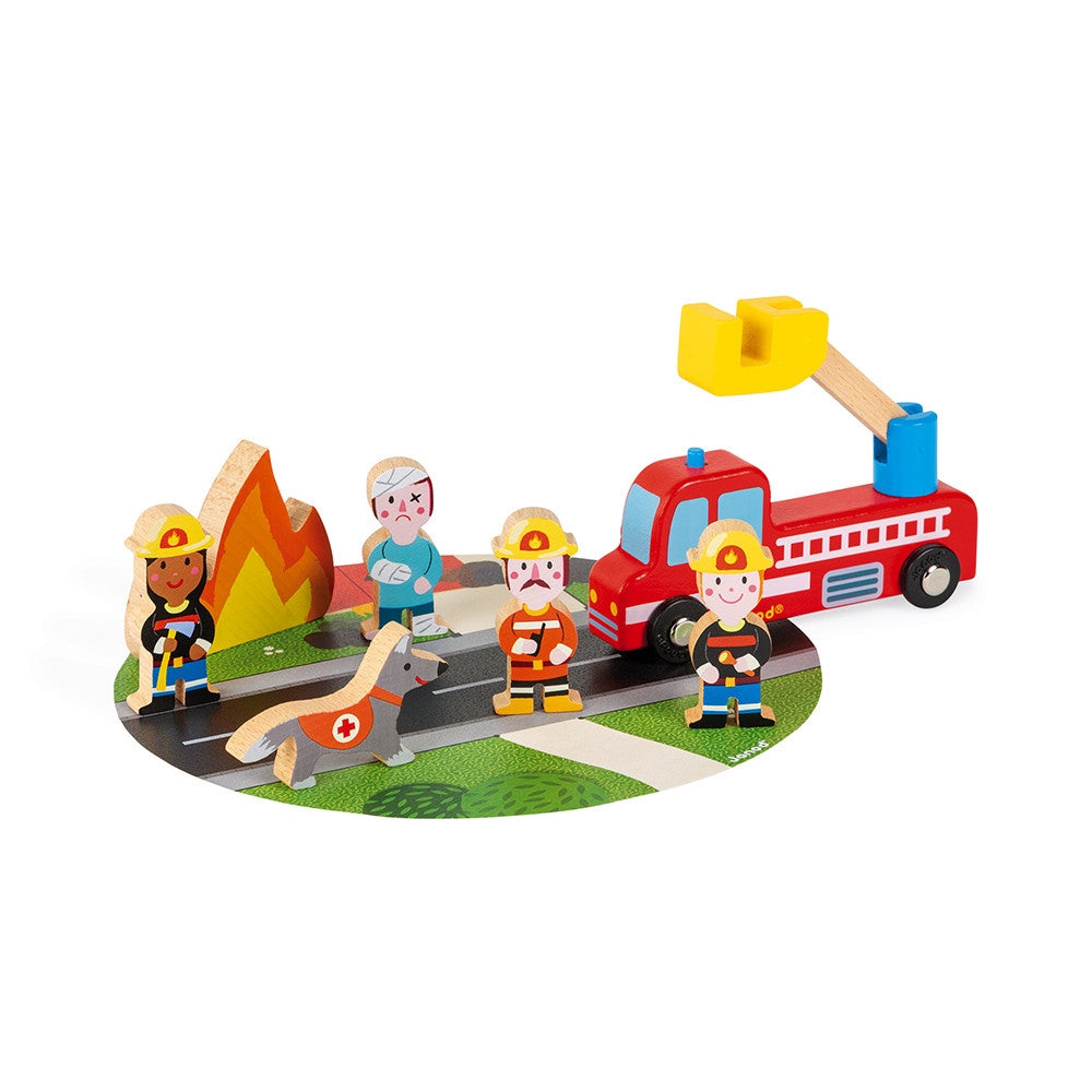 Janod Story Firefighters Wooden Playset