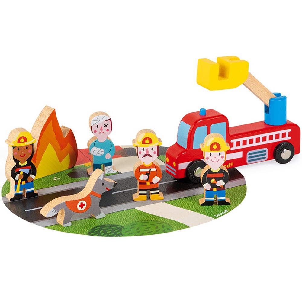 Janod Story Firefighters Wooden Playset