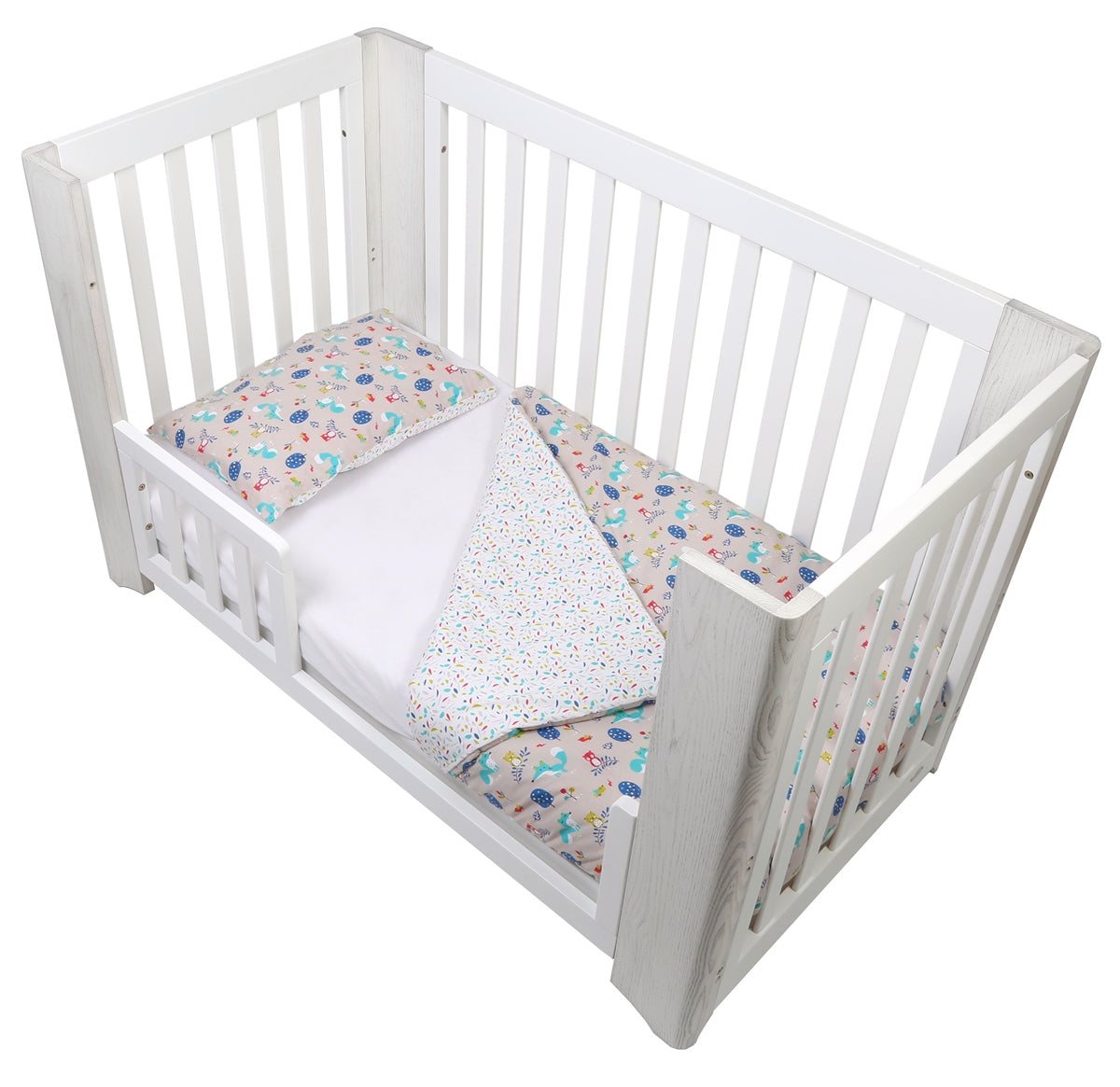 Forrest 3 Piece Reversible Cot Bed Set, Woody