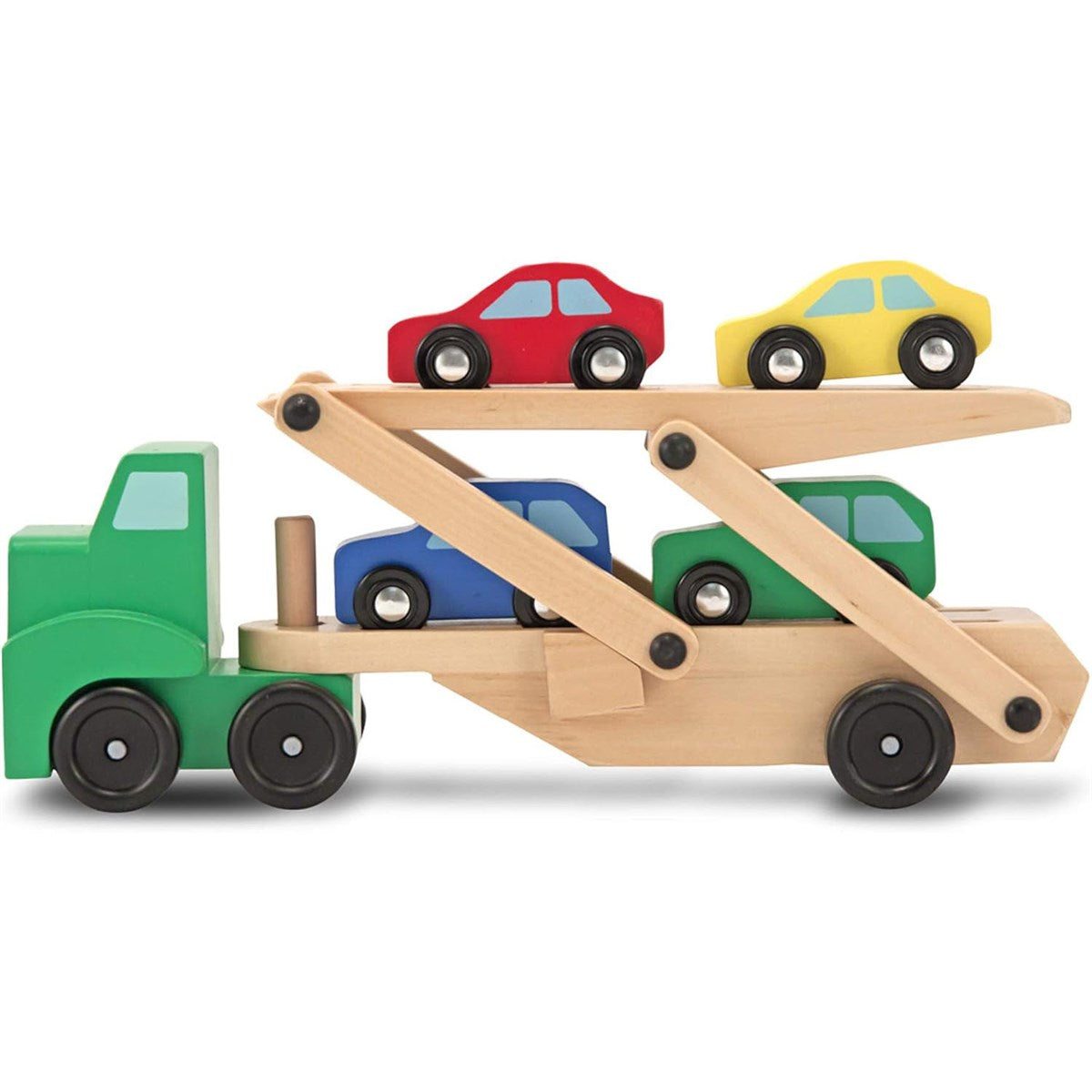 Melissa & Doug Wooden Car Transporter Toy Truck & Cars