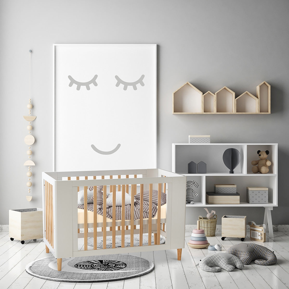 Cocoon Evoke 4 in 1 Nursery Furniture System, Dove Grey / Natural Wash