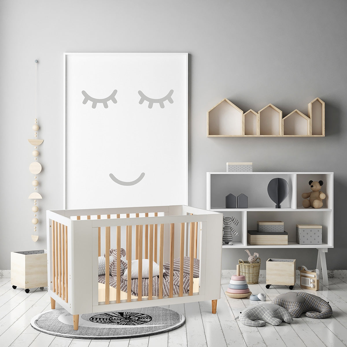 Cocoon Evoke 4 in 1 Nursery Furniture System, Dove Grey / Natural Wash