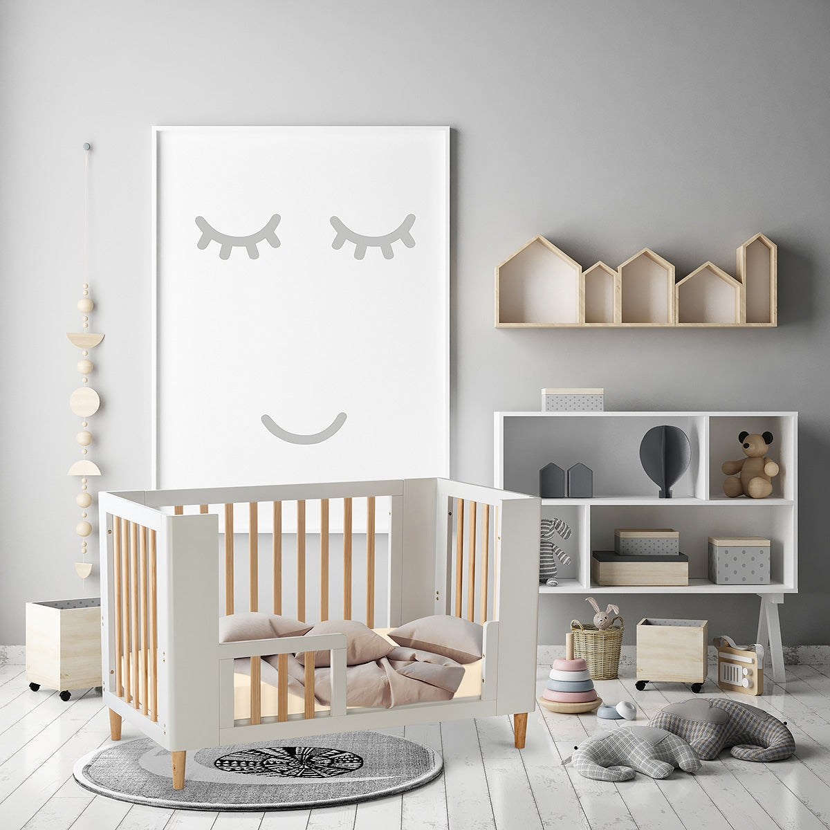 Cocoon Evoke 4 in 1 Nursery Furniture System, Dove Grey / Natural Wash