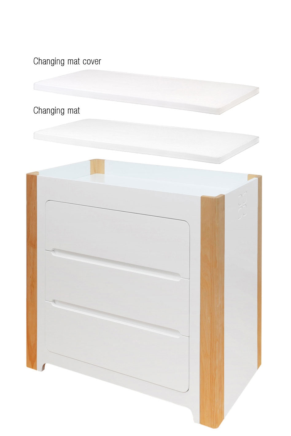 Cocoon Change Area Dresser, Dove Grey / Natural Wash