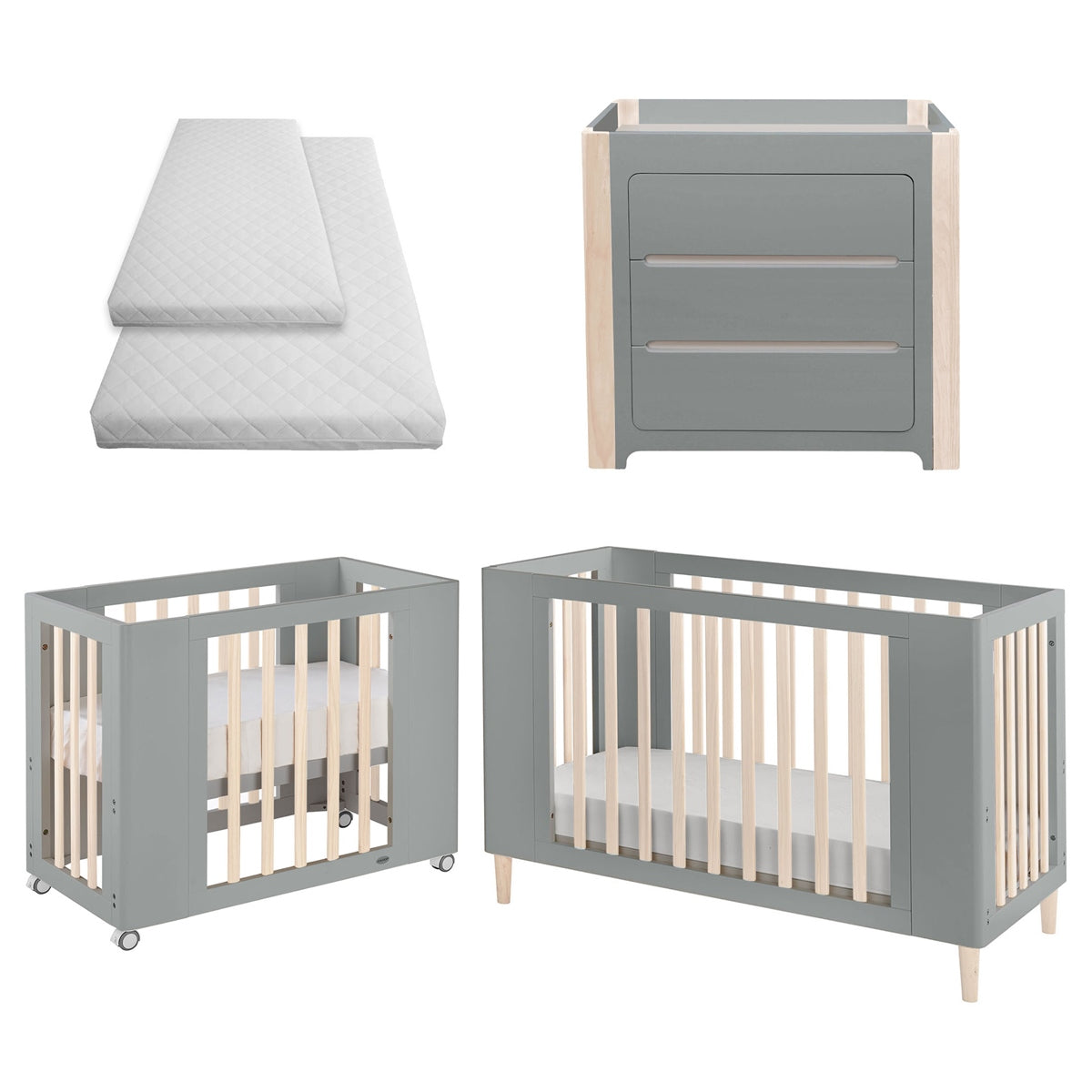 Cocoon Evoke 4in1 Cotbed + Change Area Dresser, Dove Grey