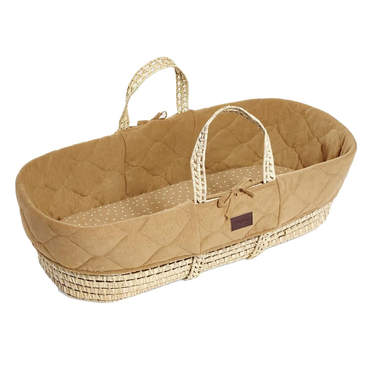Little Green Sheep Natural Quilted Moses Basket + Mattress
