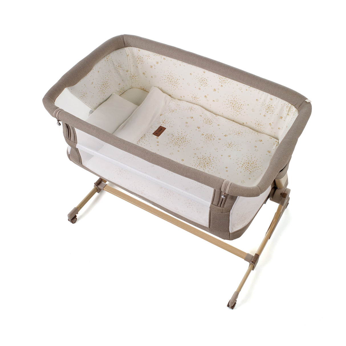 Jane Baby Side Crib + 4 Piece Bedding Set & Safety Mattress, Nature Edition