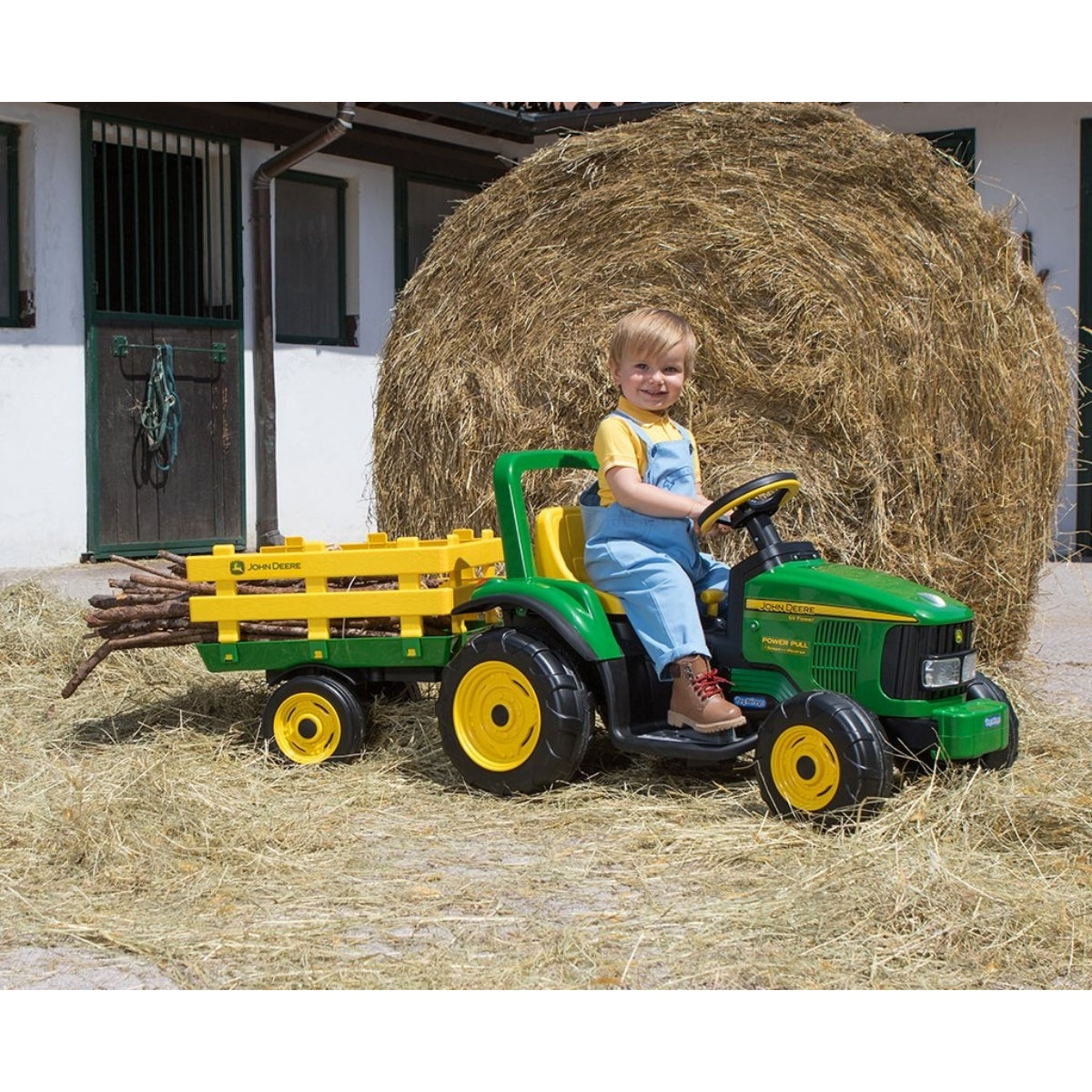 Peg Perego John Deere Ground Loader 12 Volt + Stake-Side Trailer