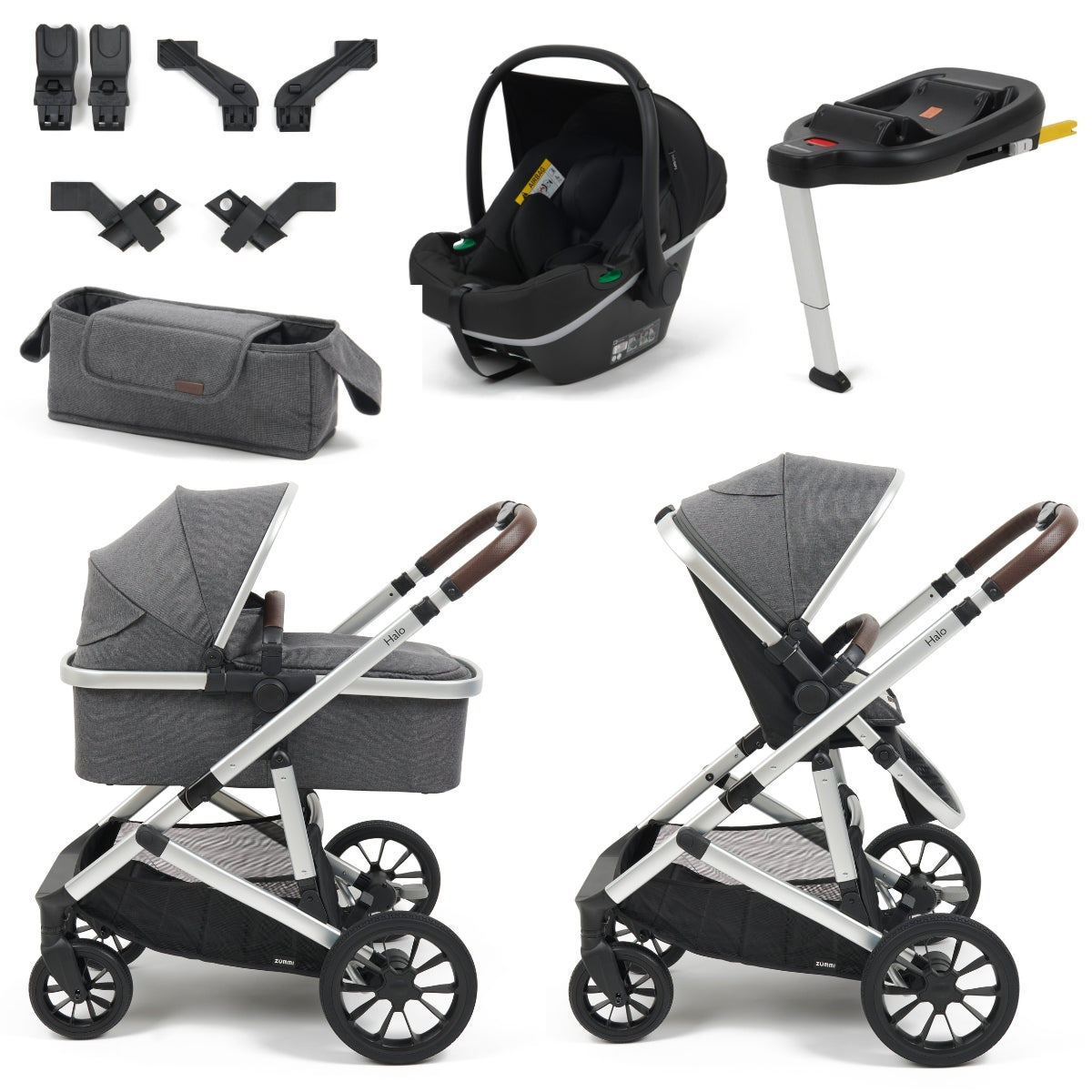 Zummi Halo Single to Double Travel System + EnfaSafe Car Seat