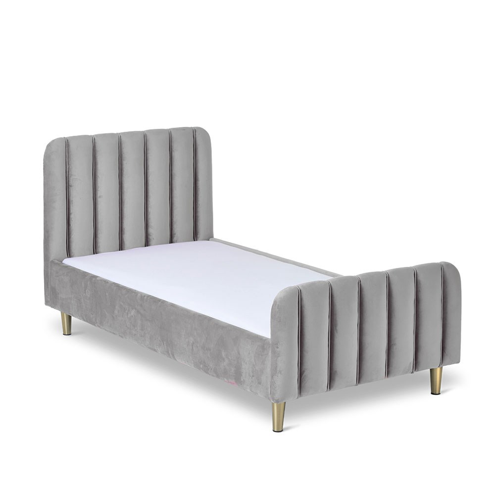 OBaby Gatsby Velvet Single Bed, Grey