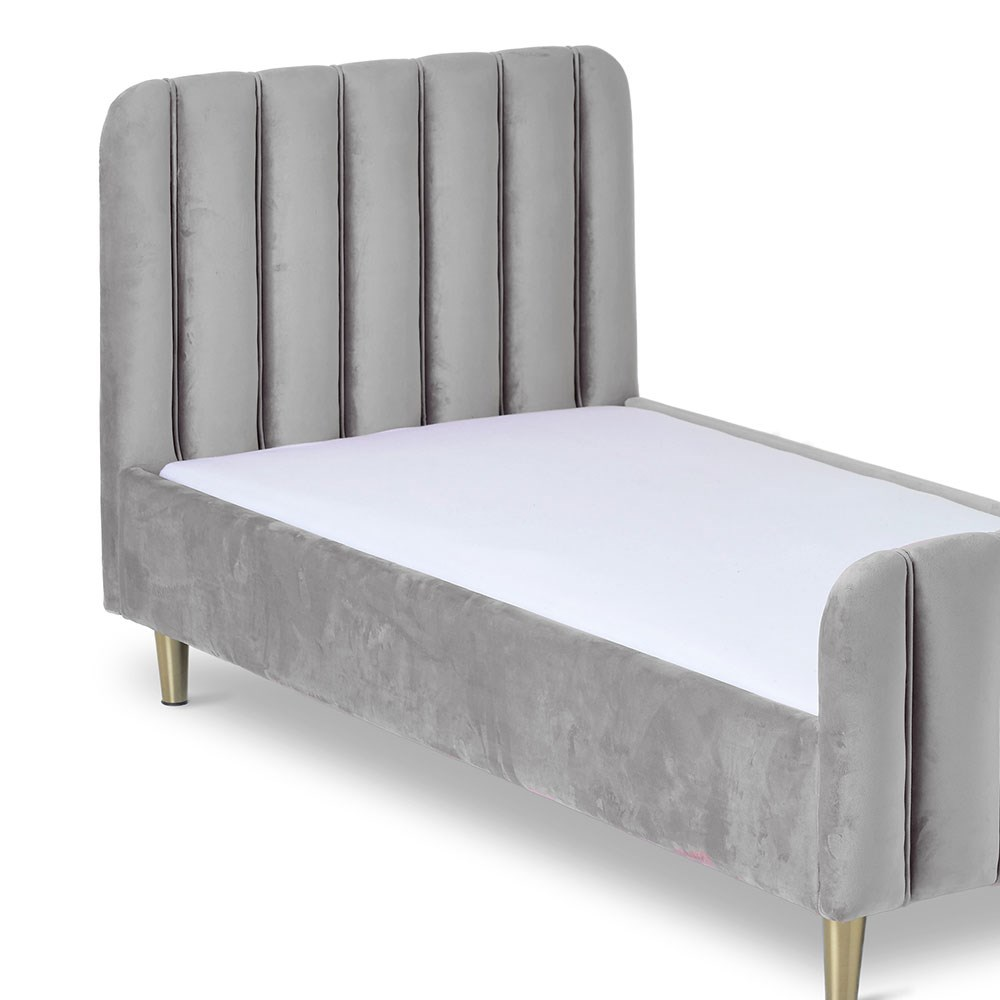 OBaby Gatsby Velvet Single Bed, Grey