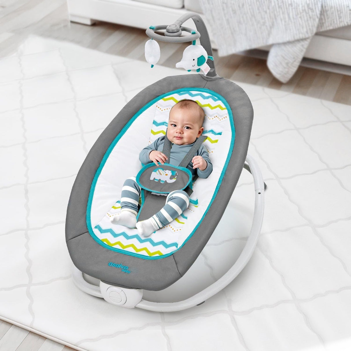 Asalvo Aqua Foldable Baby Bouncer with Music, Vibrations & 4 Recline Positions