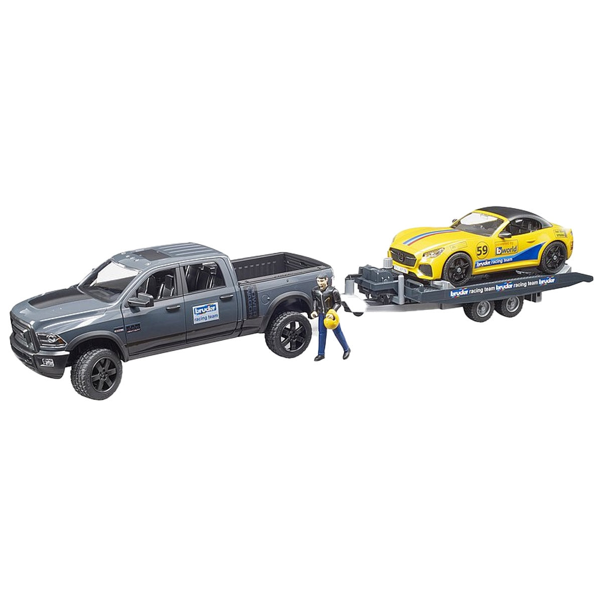 Bruder RAM 2500 Power Wagon, Trailer & Roadster Racing Team – 1:16 Scale