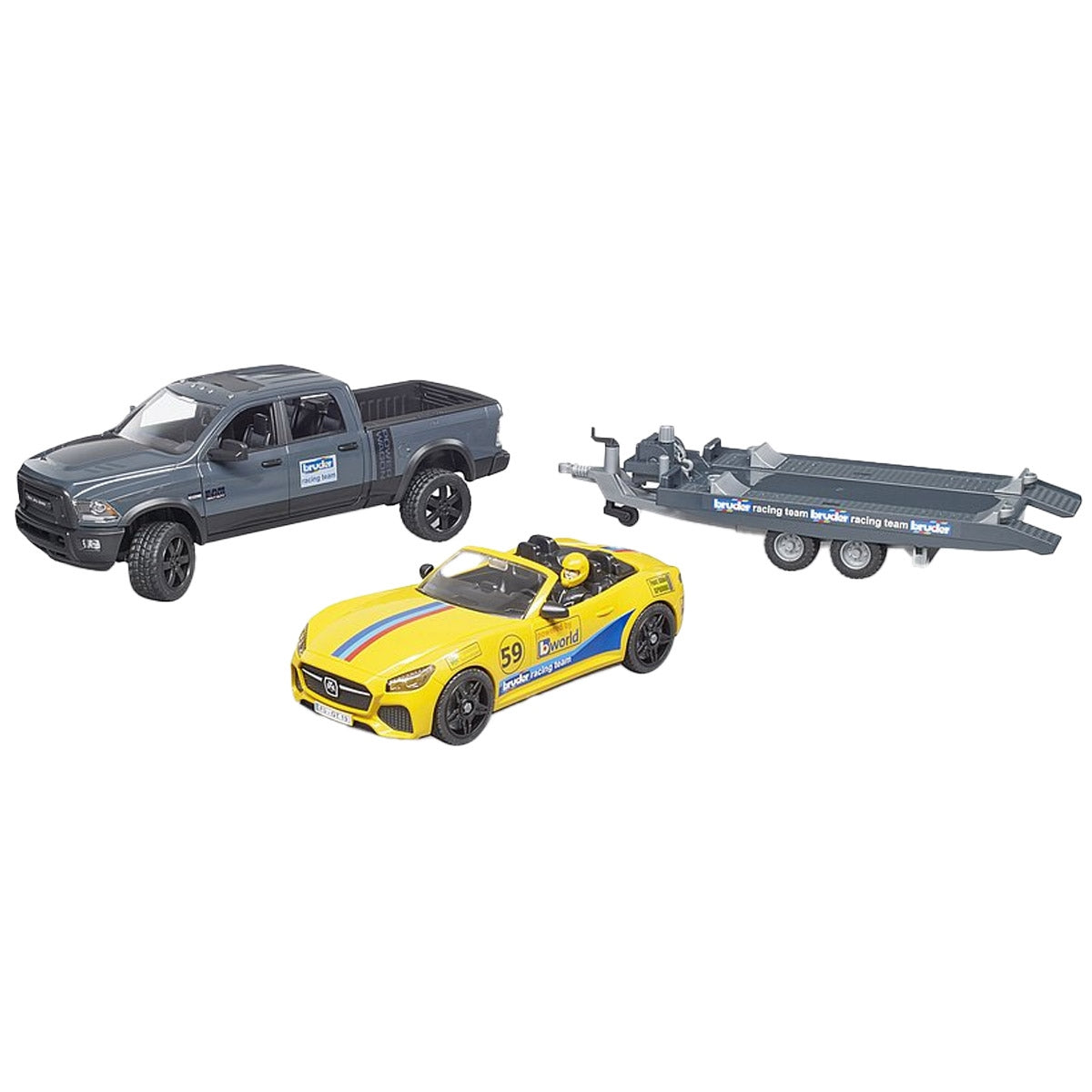 Bruder RAM 2500 Power Wagon, Trailer & Roadster Racing Team – 1:16 Scale