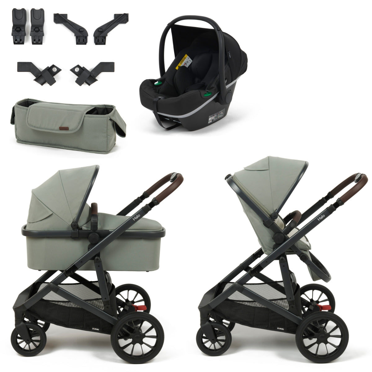 Zummi Halo Single to Double Travel System + EnfaSafe Car Seat