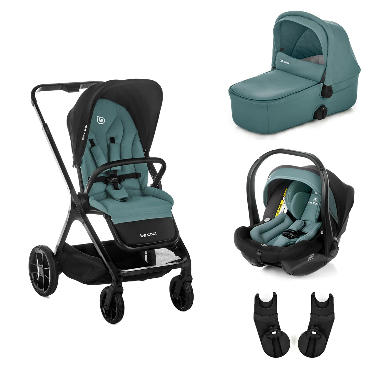 Be Cool Kombo Trio: Pushchair + Carrycot + i-Size Travel Baby Carrier, Be Teal