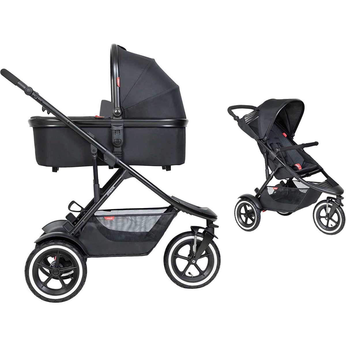 Phil & Teds Sport V6 Pushchair + Snug Carrycot, Black
