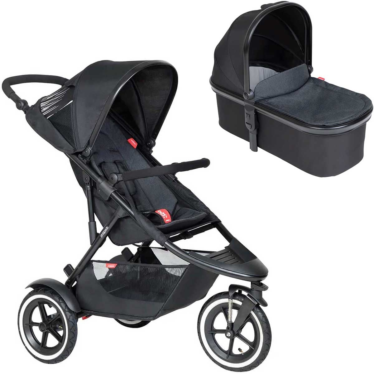 Phil & Teds Sport V6 Pushchair + Snug Carrycot, Black