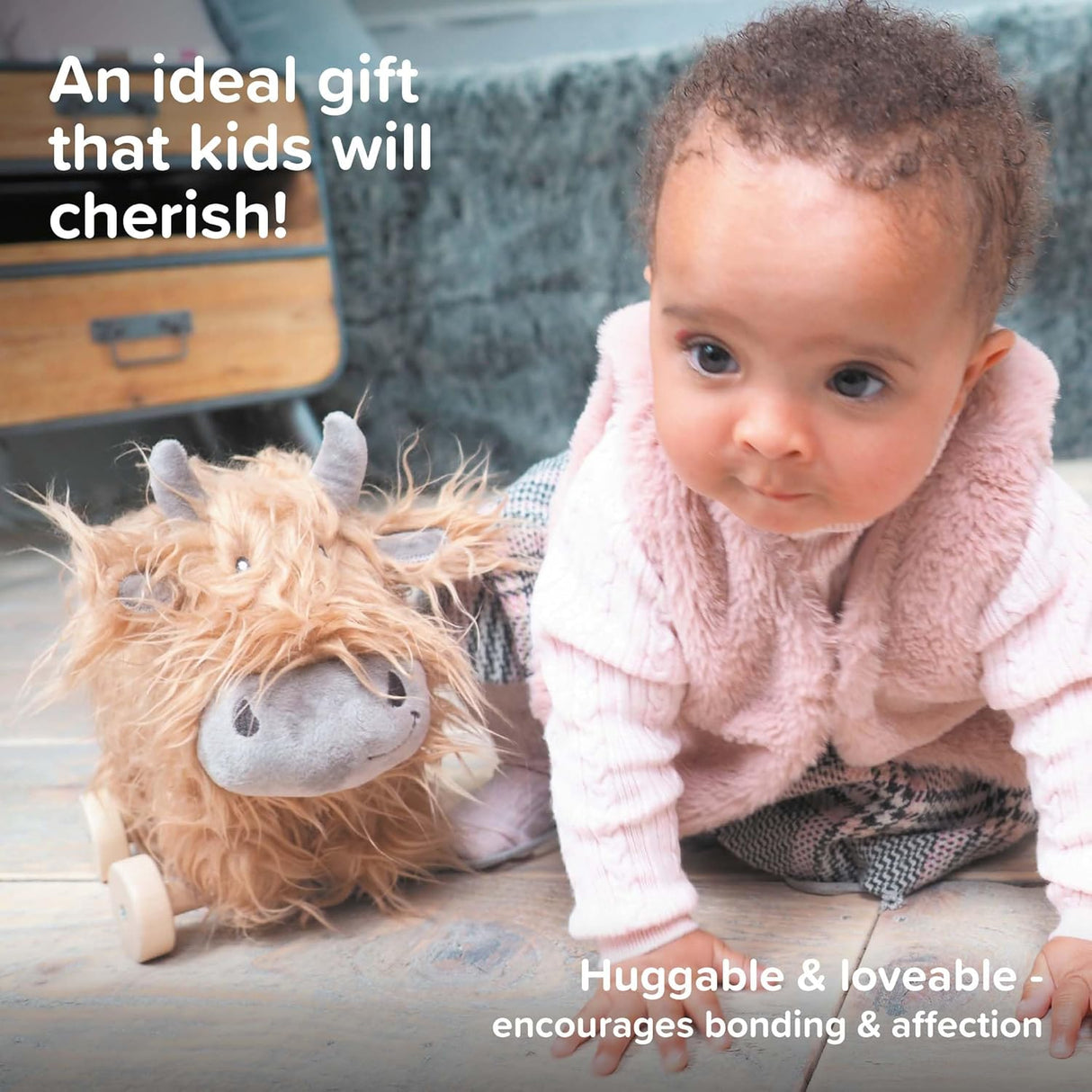 Little Bird Told Me Hubert Highland Cow 2-in-1 Pull Along Toy