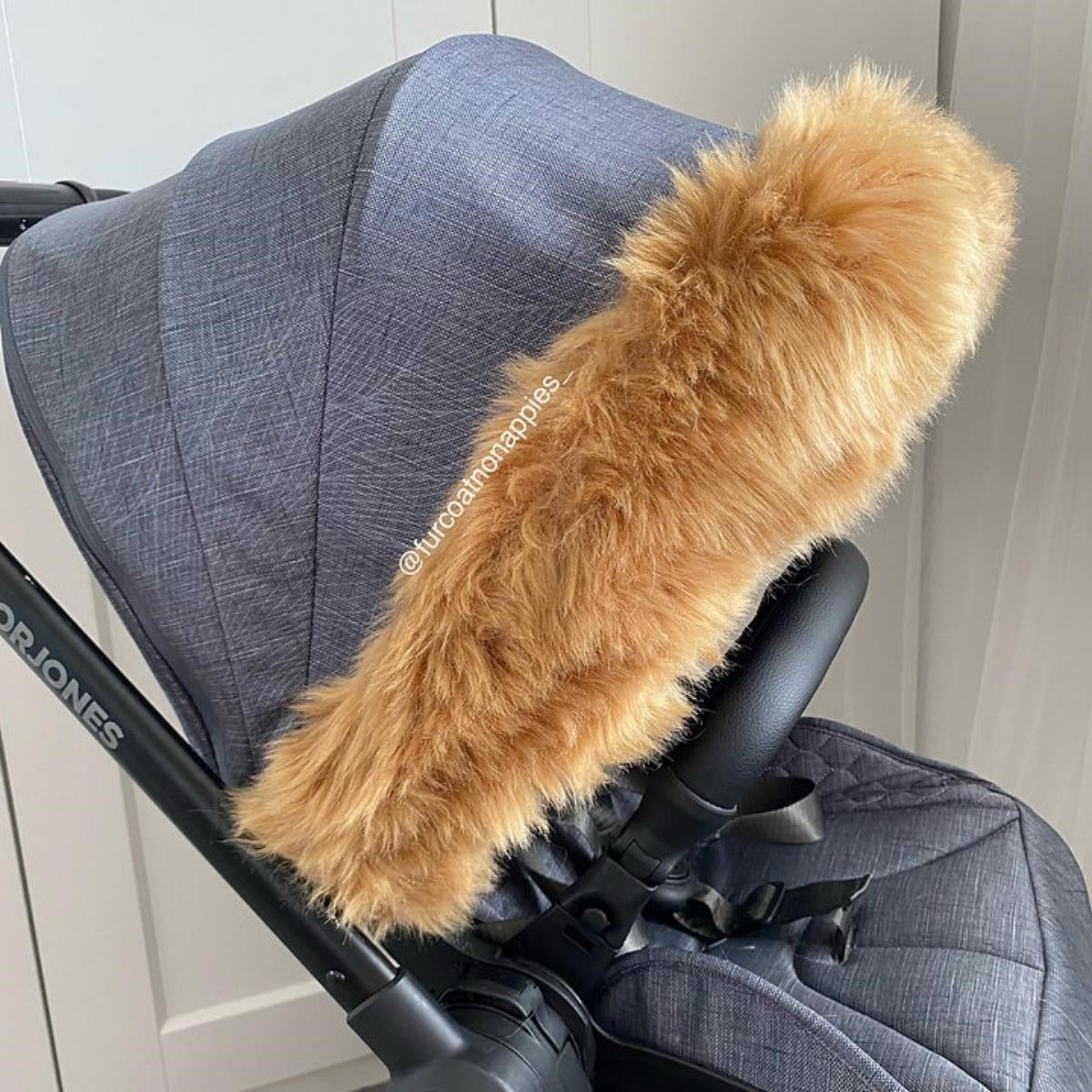 Fur Coat No Nappies Extra Fluffy Faux Fur Universal Pram Hood Trim, Tan