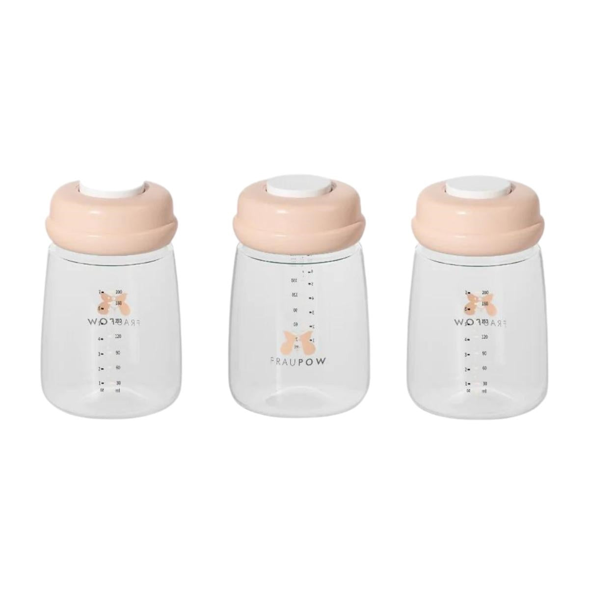Fraupow Leak-Proof Milk Storage and Baby Feeding Bottles, 200ml, Pack of 3