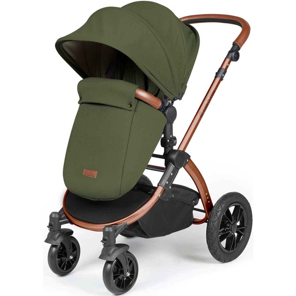 Ickle Bubba Stomp Luxe All-in-One Premium i-Size Travel System with ISOFIX Base, Bronze / Woodland / Tan