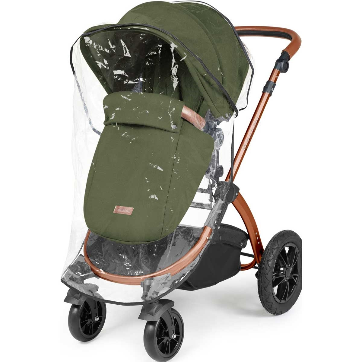 Ickle Bubba Stomp Luxe All-in-One Premium i-Size Travel System with ISOFIX Base, Bronze / Woodland / Tan
