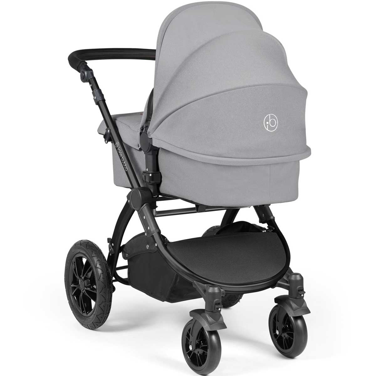 Ickle Bubba Stomp Luxe All-in-One Premium i-Size Travel System with ISOFIX Base, Black / Pearl Grey / Black