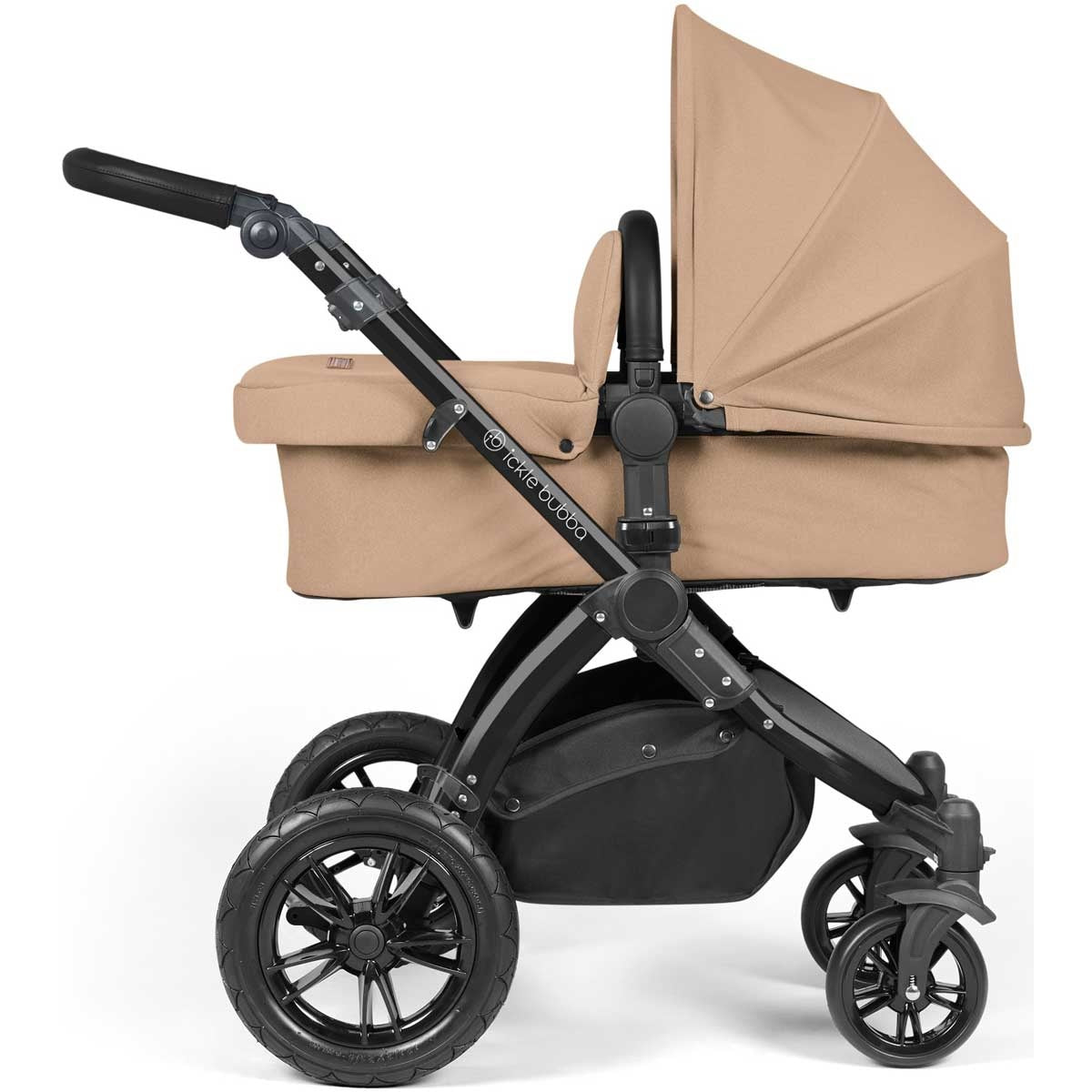 Ickle Bubba Stomp Luxe All-in-One Premium i-Size Travel System with ISOFIX Base, Black / Desert / Black