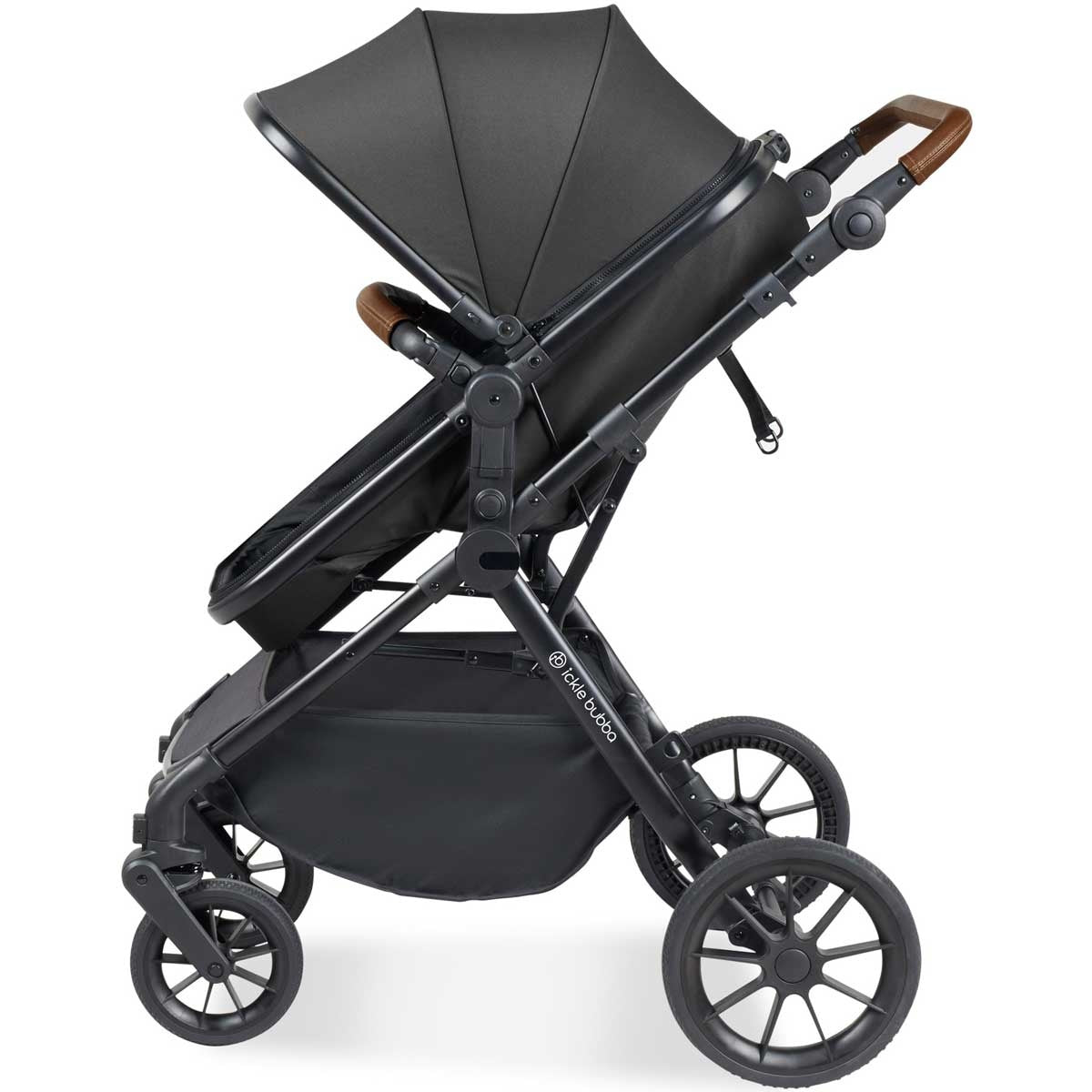 Ickle Bubba Cosmo All-in-One i-Size Travel System with ISOFIX Base, Black / Graphite Grey / Tan