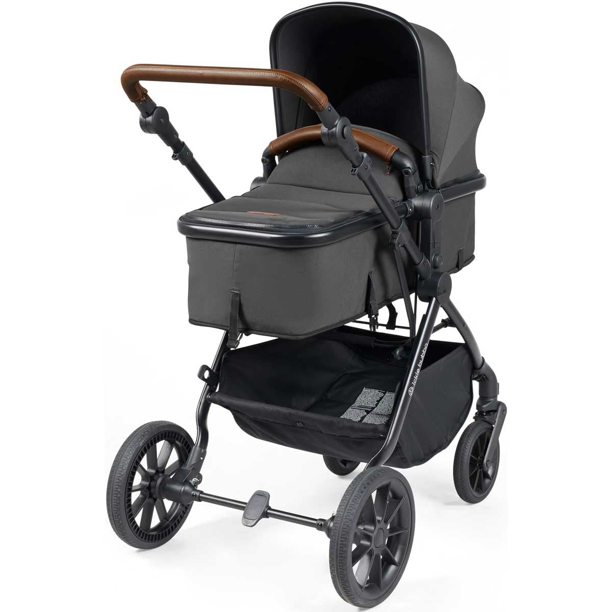 Ickle Bubba Cosmo All-in-One i-Size Travel System with ISOFIX Base, Black / Graphite Grey / Tan