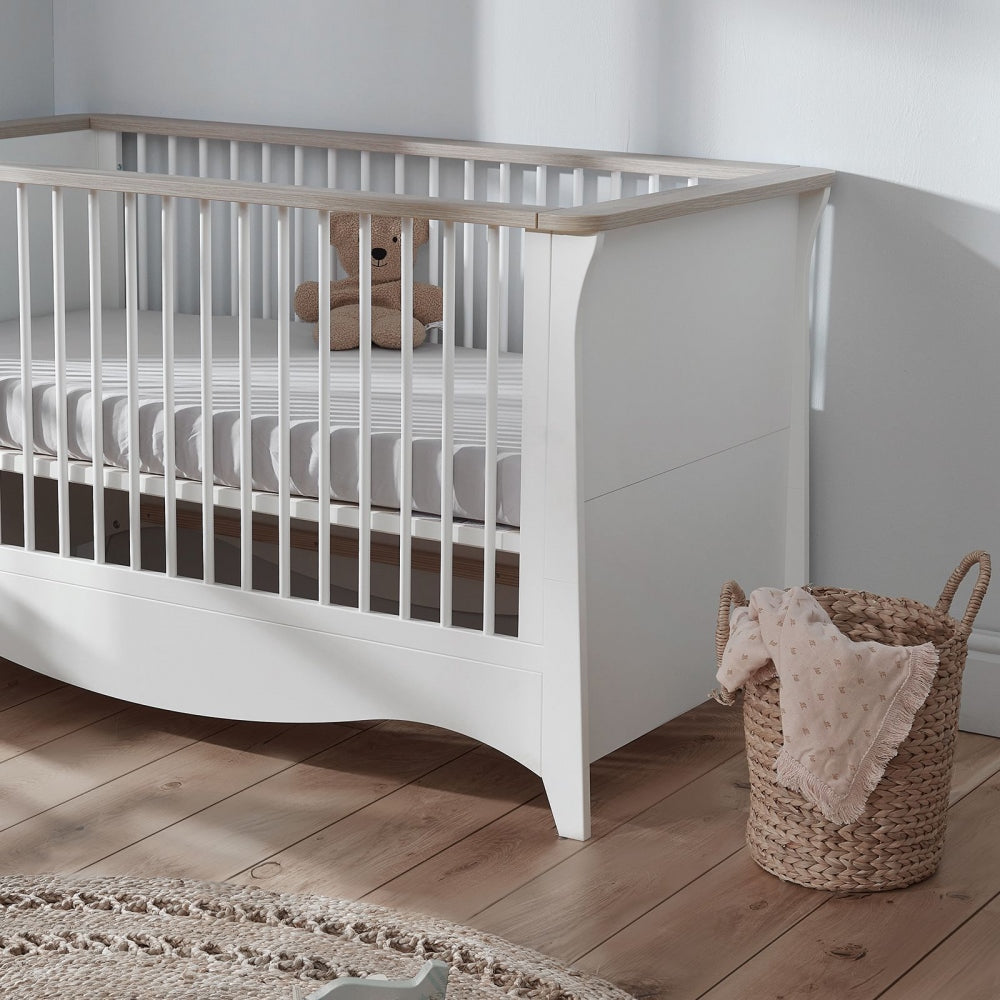 CuddleCo Clara Cot Bed, White/Ash