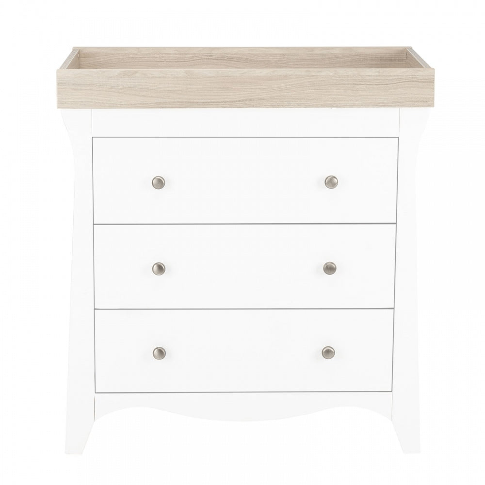 CuddleCo Clara 3 Drawer Dresser & Changer, White/Ash
