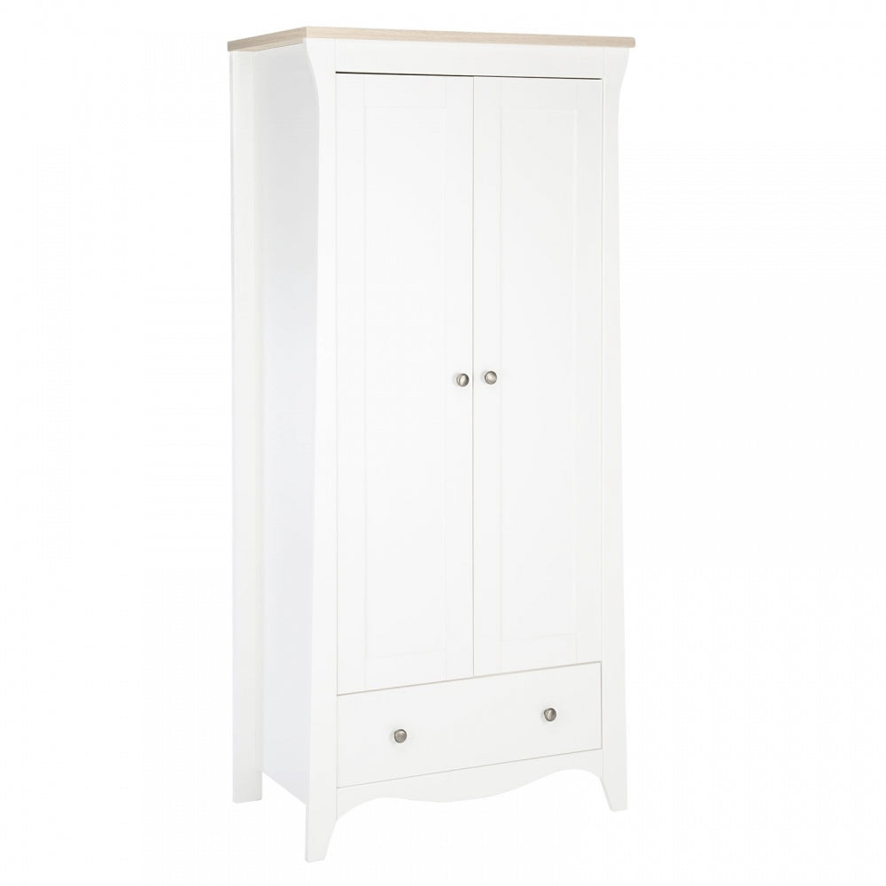 CuddleCo Clara 2 Door Double Wardrobe, White/Ash