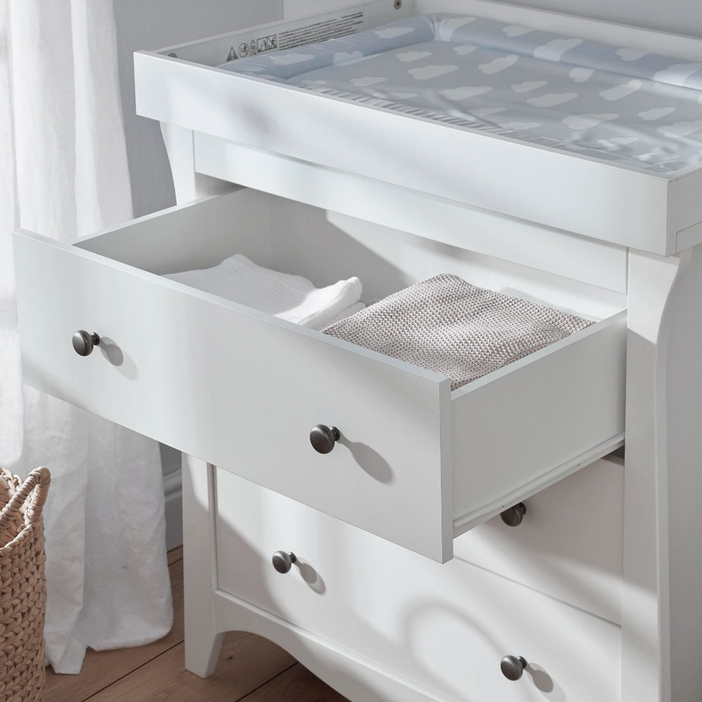 CuddleCo Clara 3 Drawer Dresser & Changer, White