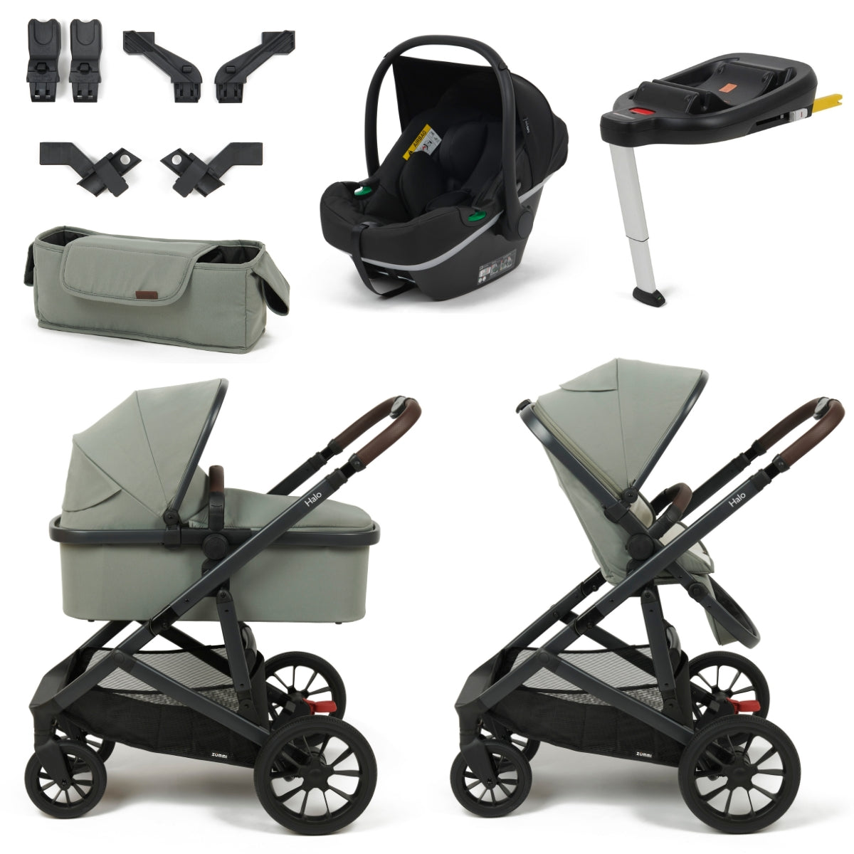 Zummi Halo Single to Double Travel System + EnfaSafe Car Seat