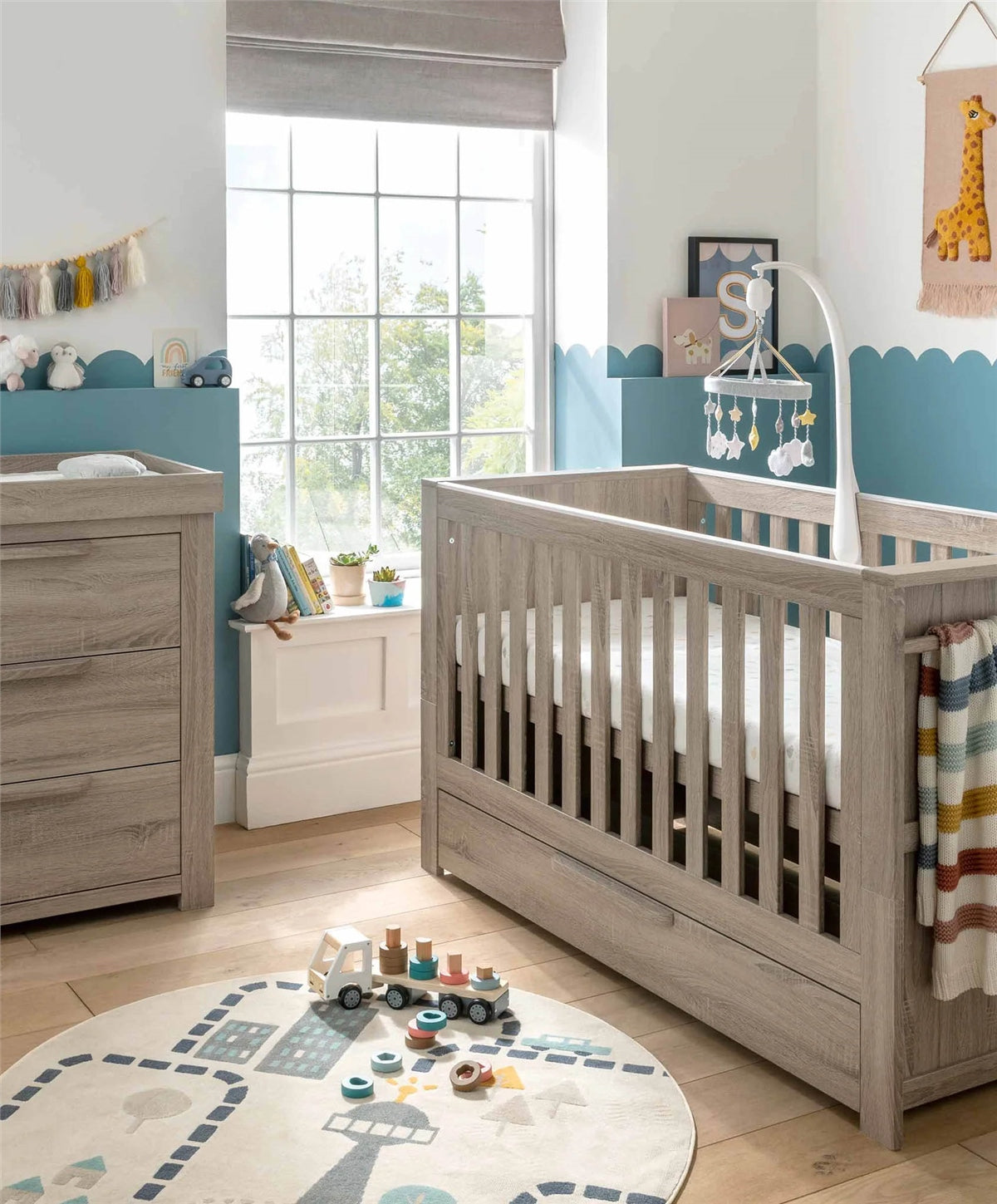 Mamas & Papas Franklin 3 Piece Cot Bed Range with Dresser and Double Wardrobe