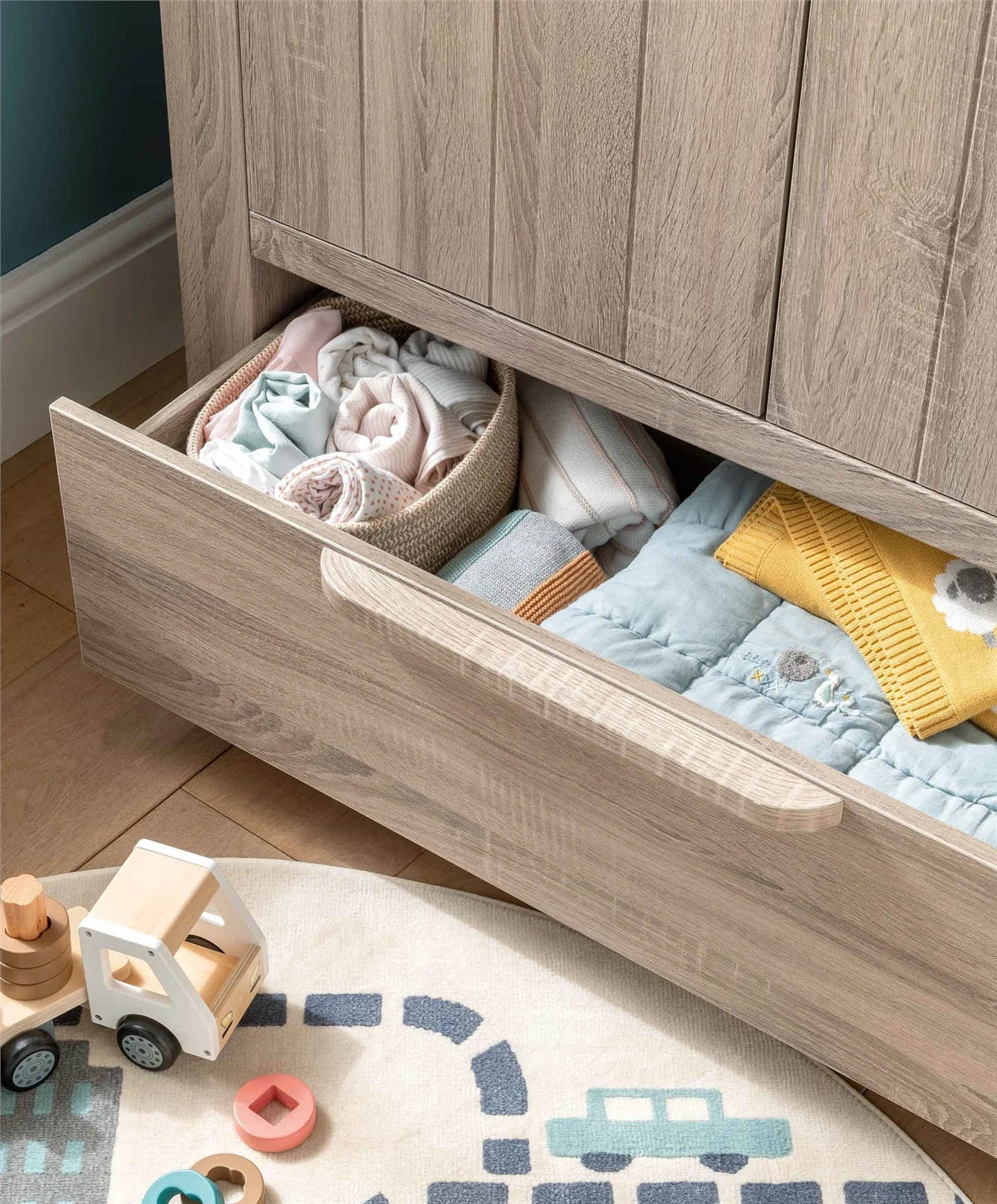 Mamas & Papas Franklin 3 Piece Cot Bed Range with Dresser and Double Wardrobe