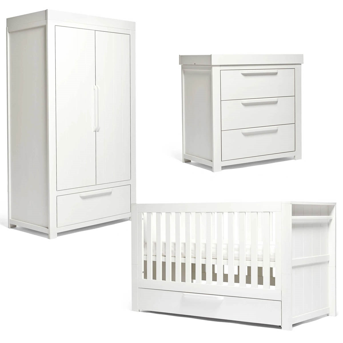 Mamas & Papas Franklin 3 Piece Cot Bed Range with Dresser and Double Wardrobe