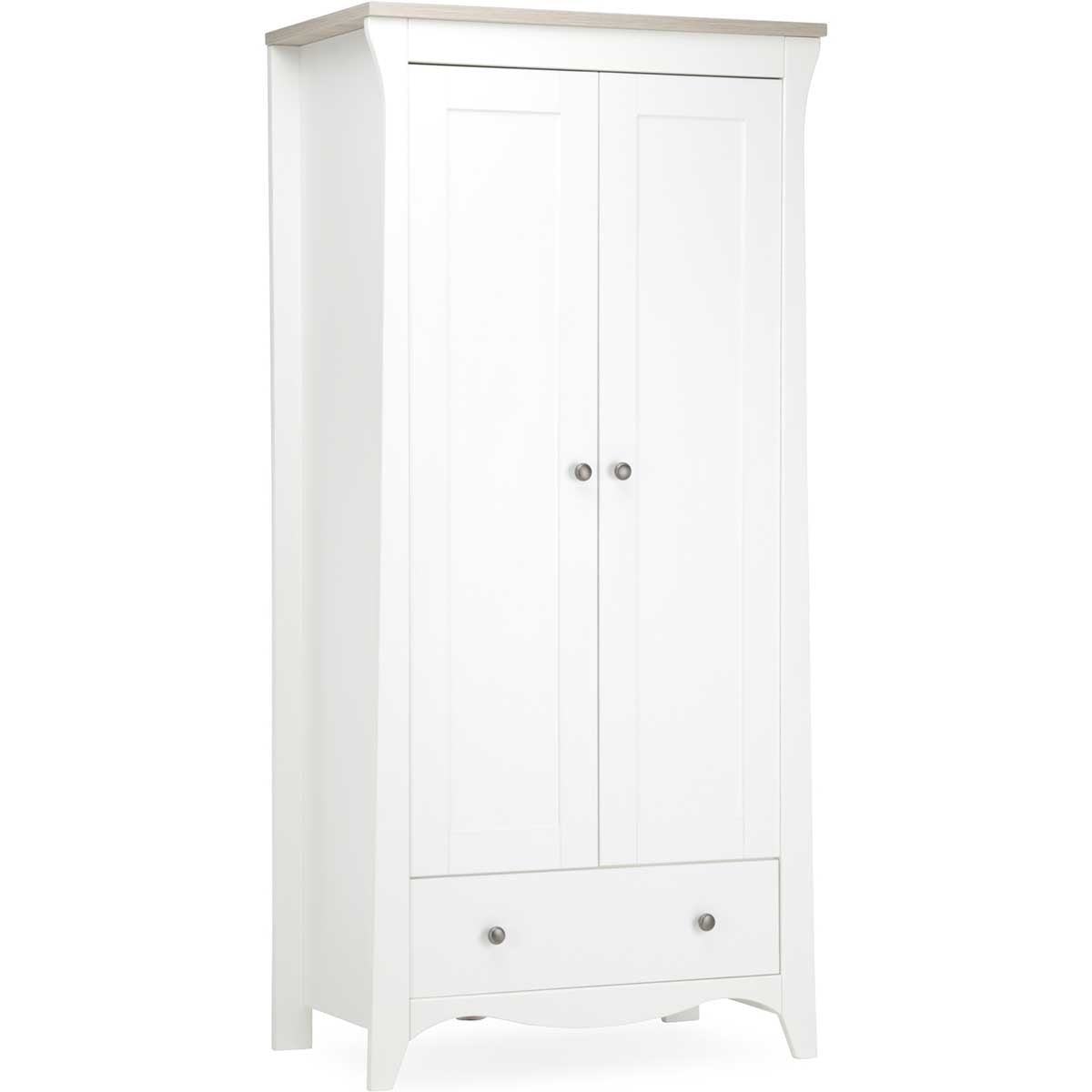 CuddleCo Clara 3 Piece Nursery Furniture Set (Cot Bed, Wardrobe & Dresser) - White & Ash