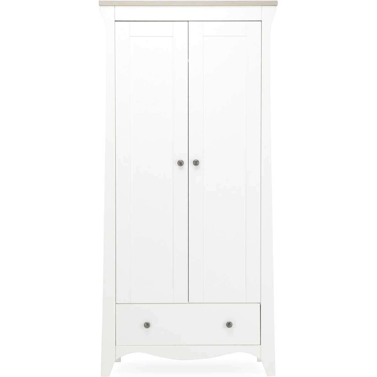 CuddleCo Clara 3 Piece Nursery Furniture Set (Cot Bed, Wardrobe & Dresser) - White & Ash