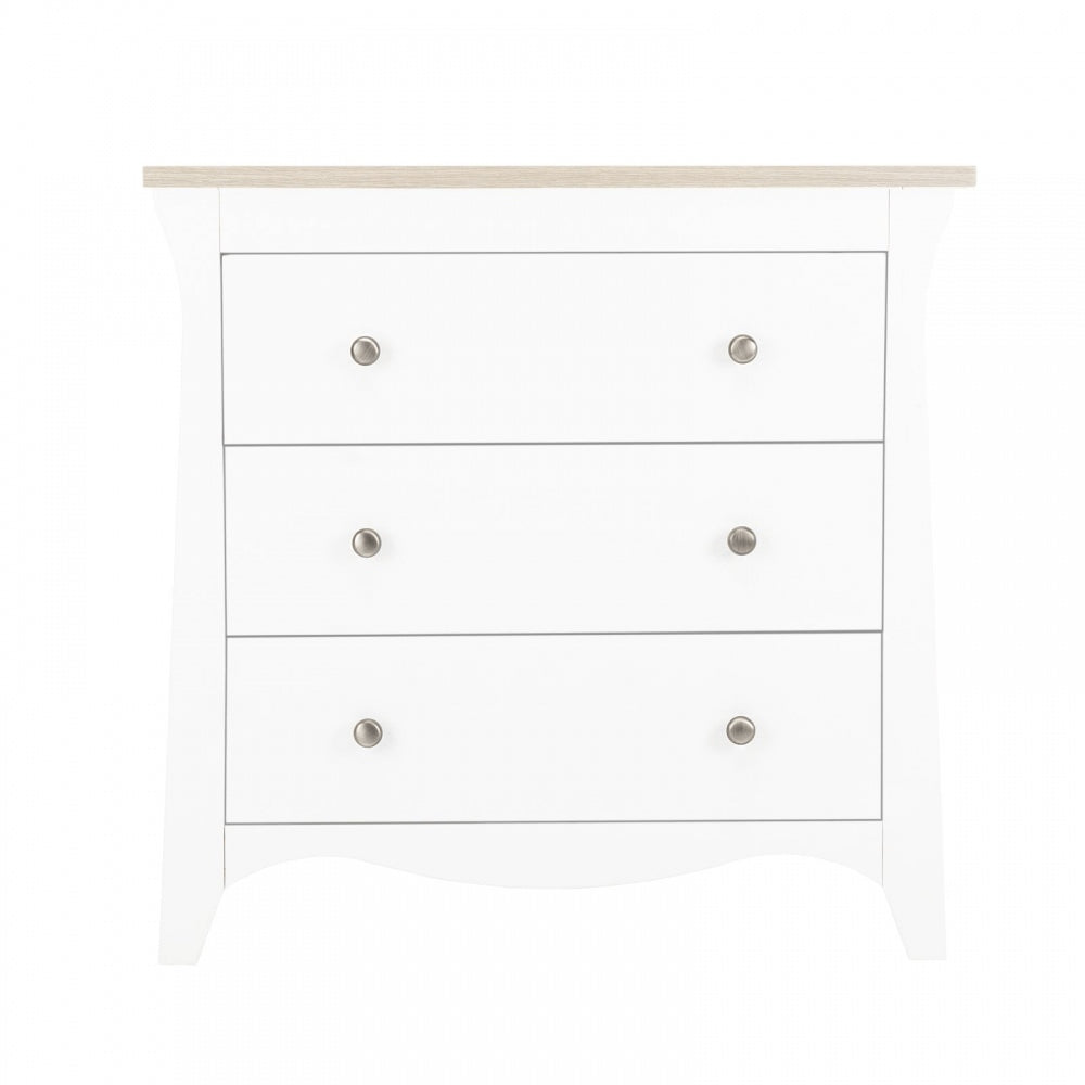 CuddleCo Clara 3 Piece Nursery Furniture Set (Cot Bed, Wardrobe & Dresser) - White & Ash