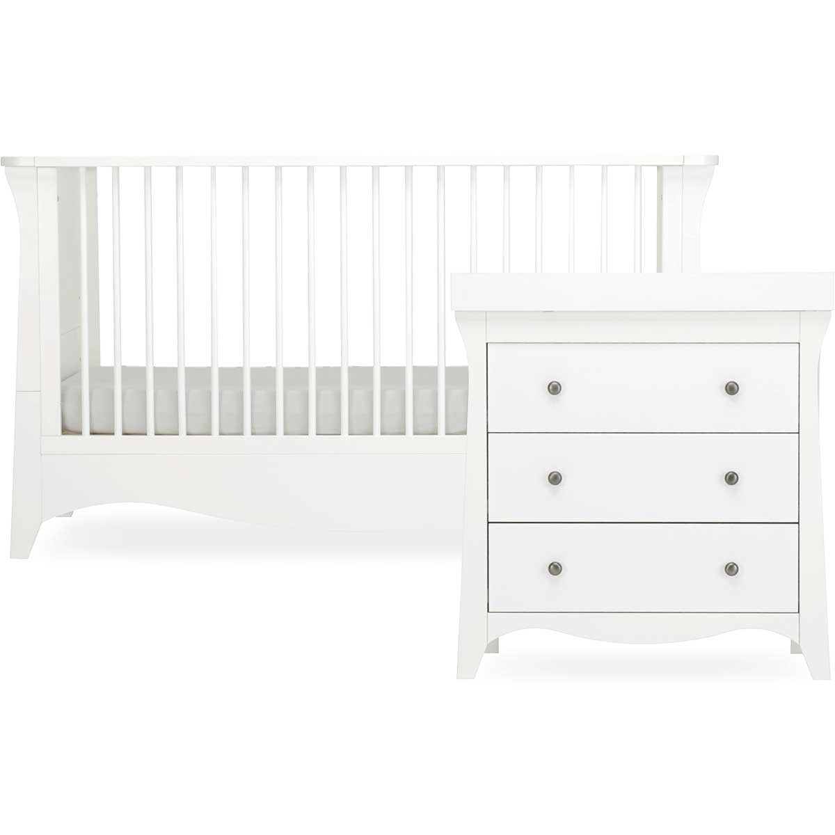 CuddleCo Clara 2 Piece Nursery Furniture Set (Cot Bed & Dresser) - White