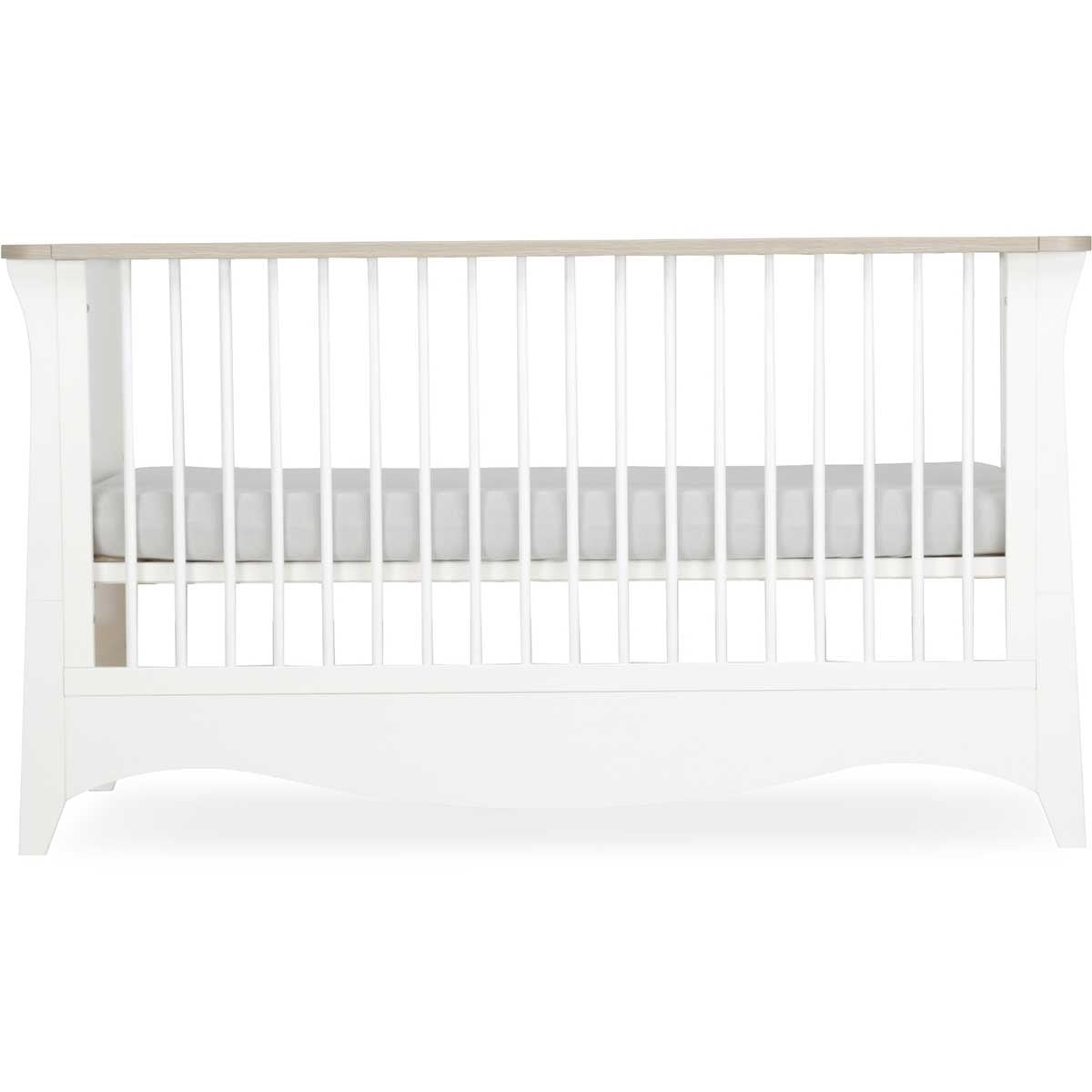 CuddleCo Clara 2 Piece Nursery Furniture Set (Cot Bed & Dresser) - White/Ash