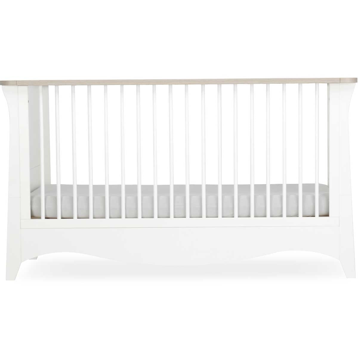CuddleCo Clara 2 Piece Nursery Furniture Set (Cot Bed & Dresser) - White/Ash
