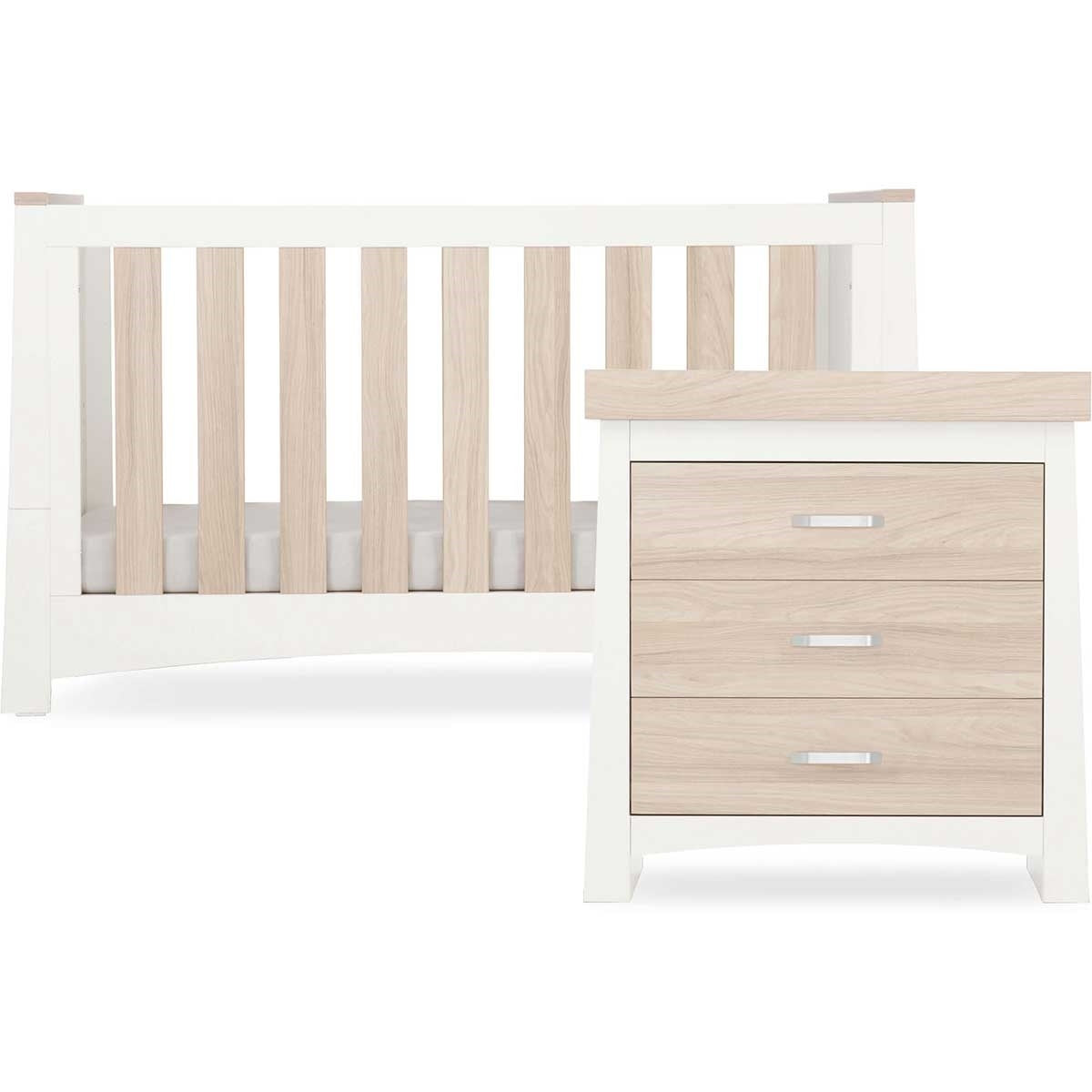 CuddleCo Ada 2 Piece Nursery Furniture Set, White/Ash