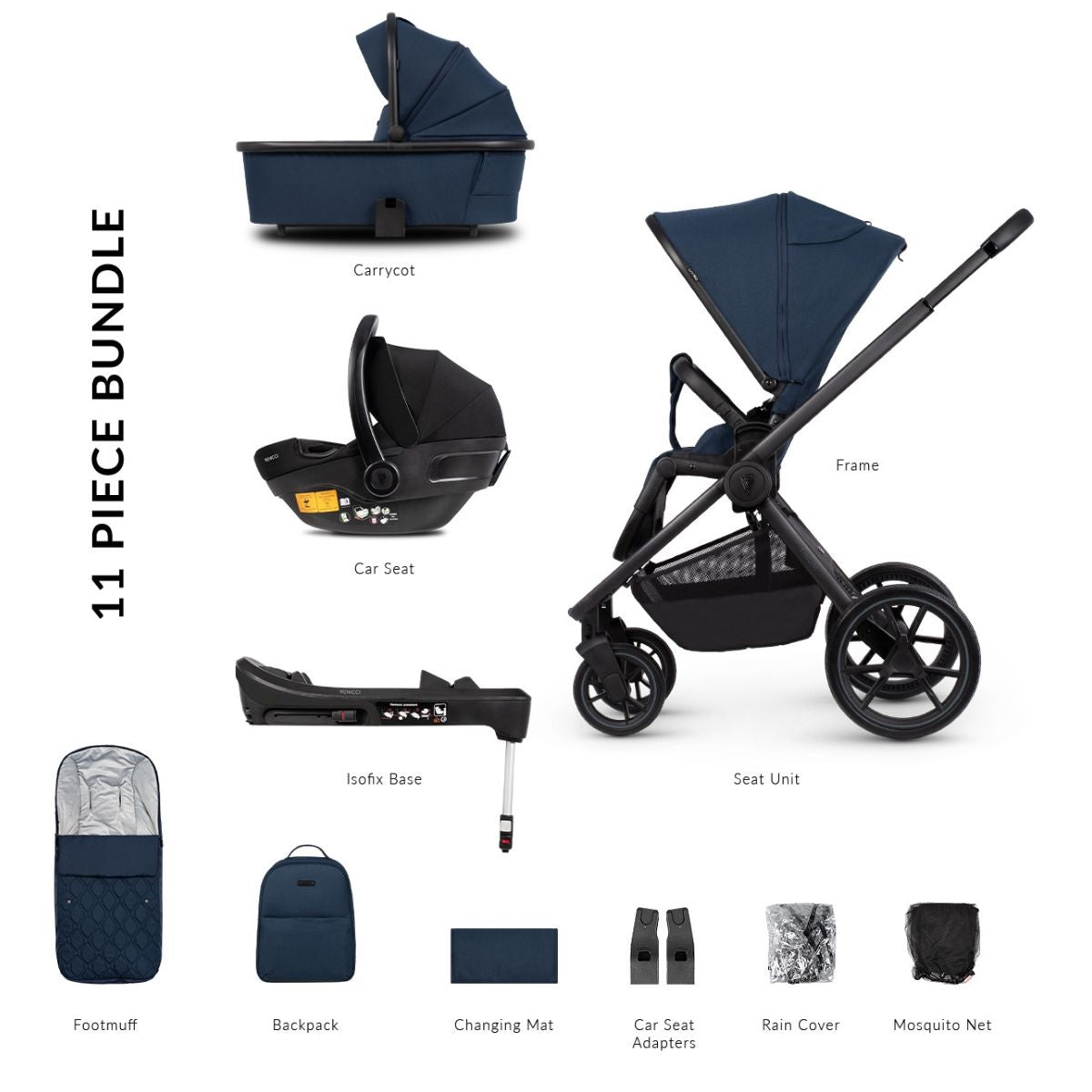 Venicci Tinum Edge 3in1 + Isofix Base Complete Travel System Bundle