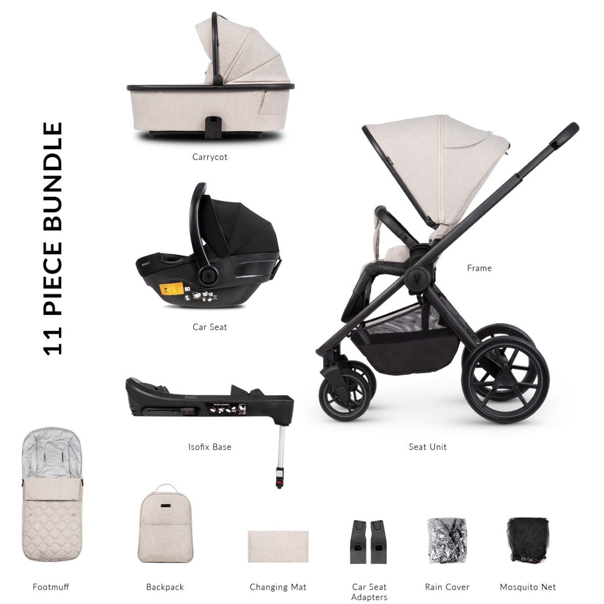 Venicci Tinum Edge 3in1 + Isofix Base Complete Travel System Bundle