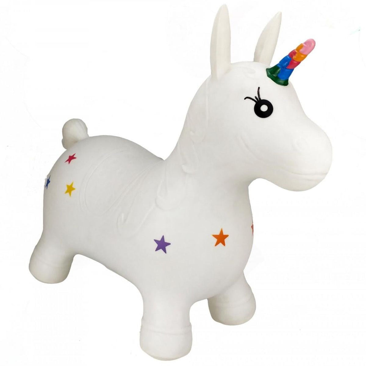 Happy Hopperz White Unicorn Inflatable Bouncy Animal Ride-On Toy